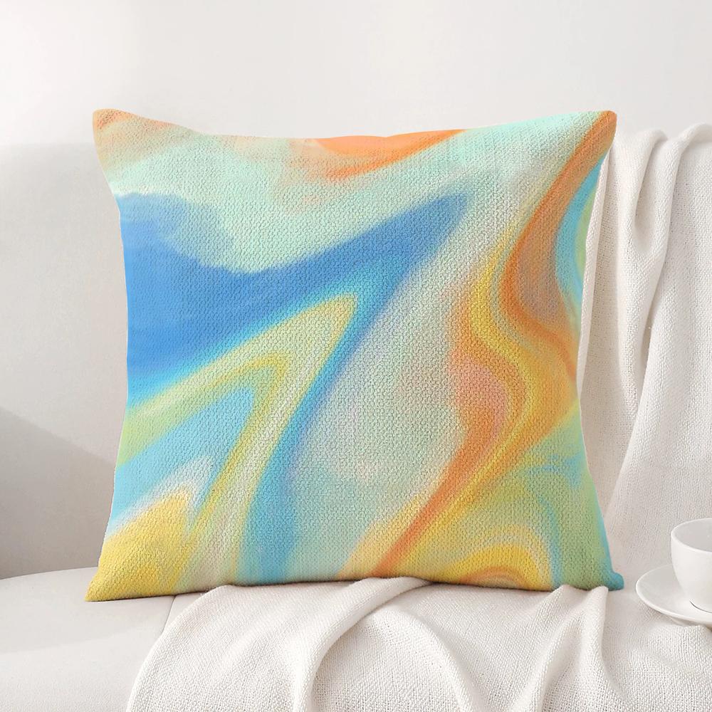 Colorful Marble Pattern Cushion Cover Natural Linen Organic Fabric DoubleSided Printing Sofa Home Decor Breathable Bed Pillow