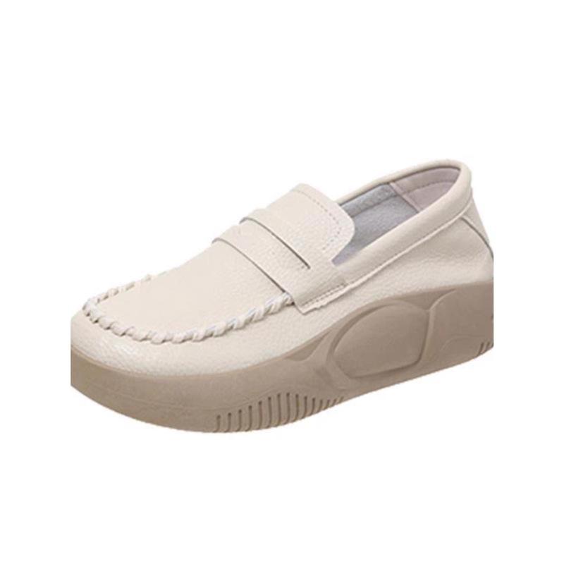 Factory soft leather single shoes women's 2025 new thick-soled soft-soled nurse shoes are not tired of working for a long time, spring and summer leis