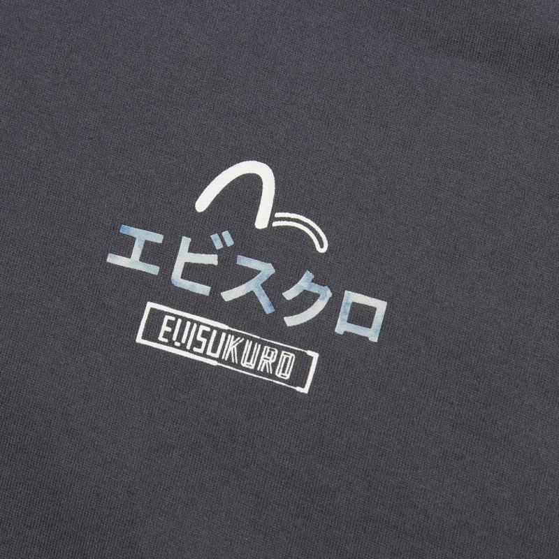 Evisu Letter Pattern Printed Round Neck Short Sleeve Drop Shoulder T-Shirt Women T-Shirt 2ESGNW2TS621BFCT