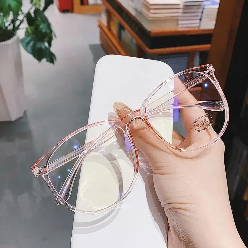 Women Popular Ins Finished Myopia Glasses Round Frame Blue Light Blocking Eyeglasses for Men Unisex Clear Minus Diopter Eyewear