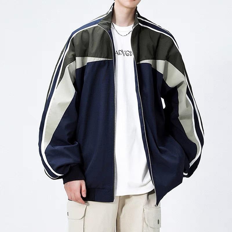 Contrasting Color Splicing Men's Jacket Versatile Fashion Sports Autumn 2025 New Loose Trend Trendy Brand Men's Jacket