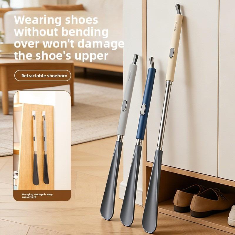 1Pcs Long Handle Stretchable Shoe Horn Portable Durable Household Shoe Puller No Bending Easy Shoe Wearing Tool