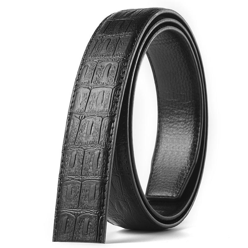 

Men s Belt Automatic Headless Strap PU Melon Seed Pattern No Buckle Business Belt Belt Strip 3.5 120cm
