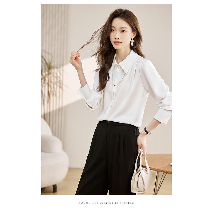 2026 Spring and Autumn New Women's Casual Solid Color Simple Long Sleeve Shirt Top