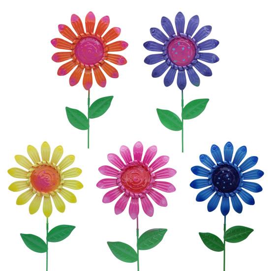 Yousheng Metal Flower Garden Stake Planter Insert Flower Stake with Leaves Outdoor Decorative Stake for Yard Art Window Box Decor