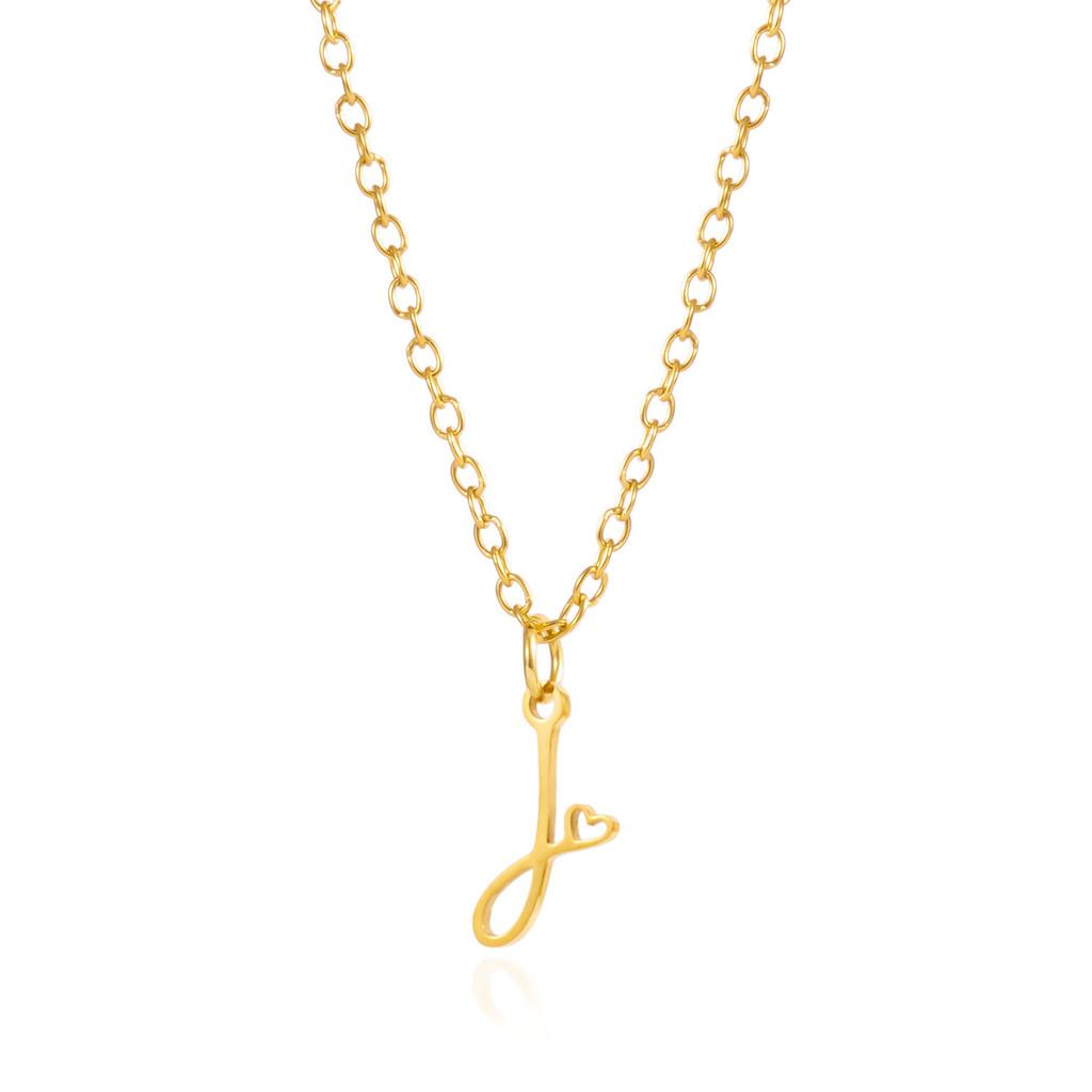 Gold Heart Alphabet Jewelry Necklace With O Chain For Female Fashion Accessory