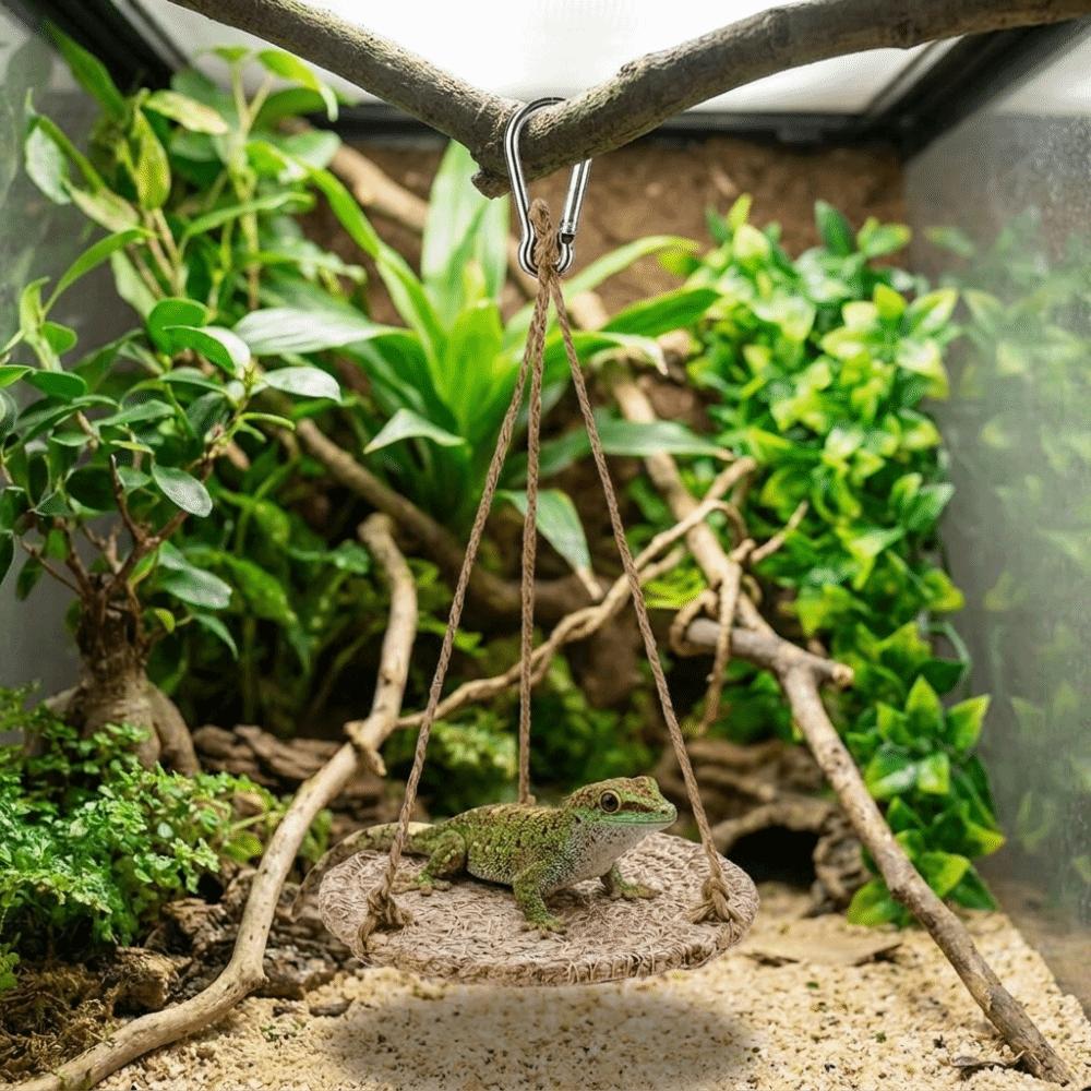 Hanging Design Reptile Hammock Natural Woven Bearded Dragon Lounger Terrarium Decor  For Reptiles