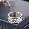 Simplicity Vintage S925 Silver Rings for Men Women Fashion Personality Rotatable Woven Pattern Jewelry Gift