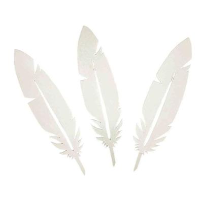 MégaCréa DIY - White Thick Paper Feathers 8x2 Cm X 24 Pieces