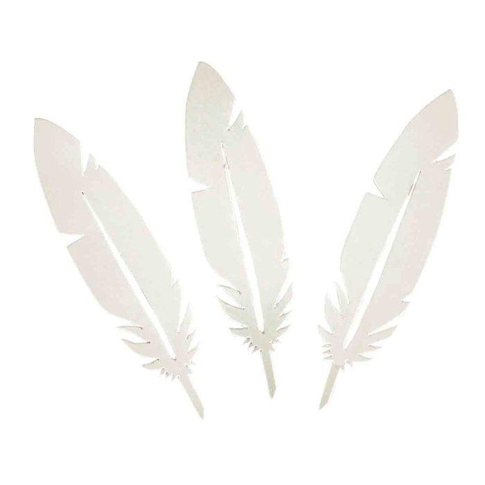 Plumes en papier épais blanc 8x2 cm x 24 pièces