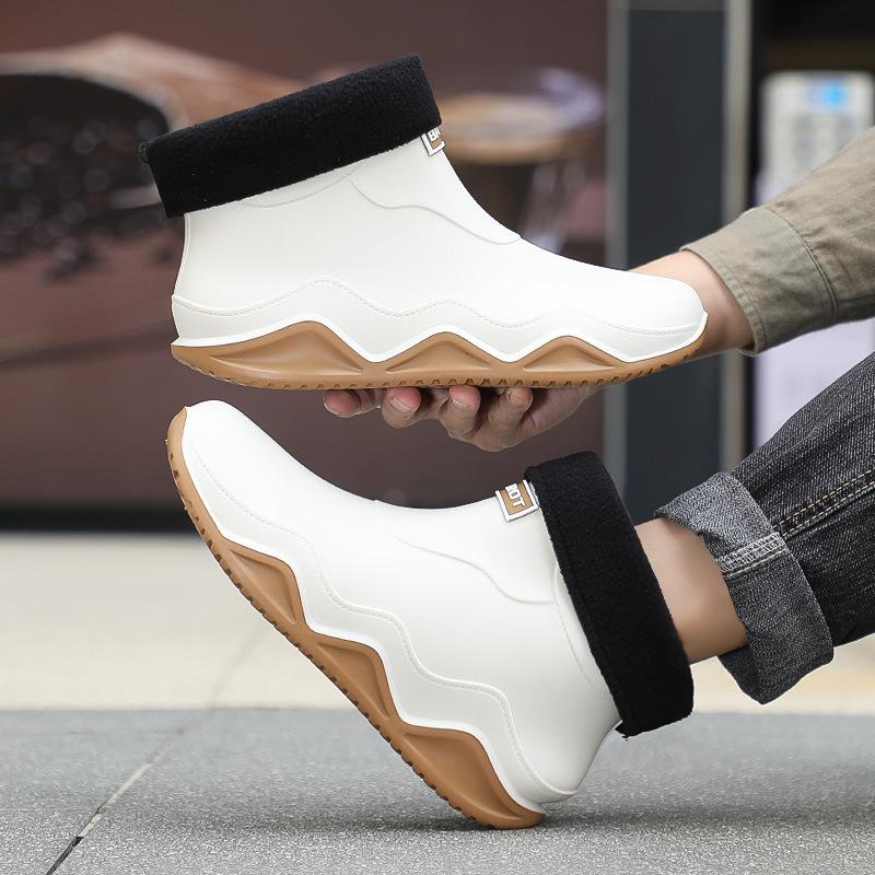 Fashion Color Matching New Men's Shoes Couple Short Rain Shoes Size 36-44 Waterproof Glue Shoes On Rainy Days