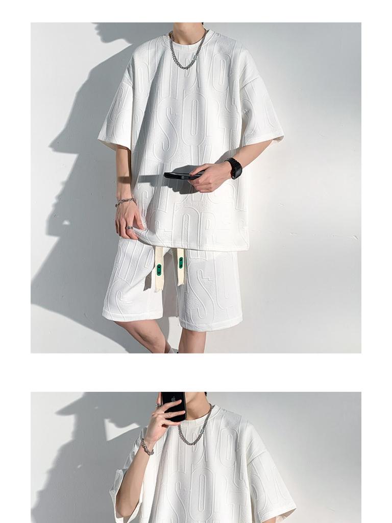 Men's Trendy Summer Short-Sleeved T-Shirt and Shorts Set - Loose Fit, Casual Plus Size Ensemble