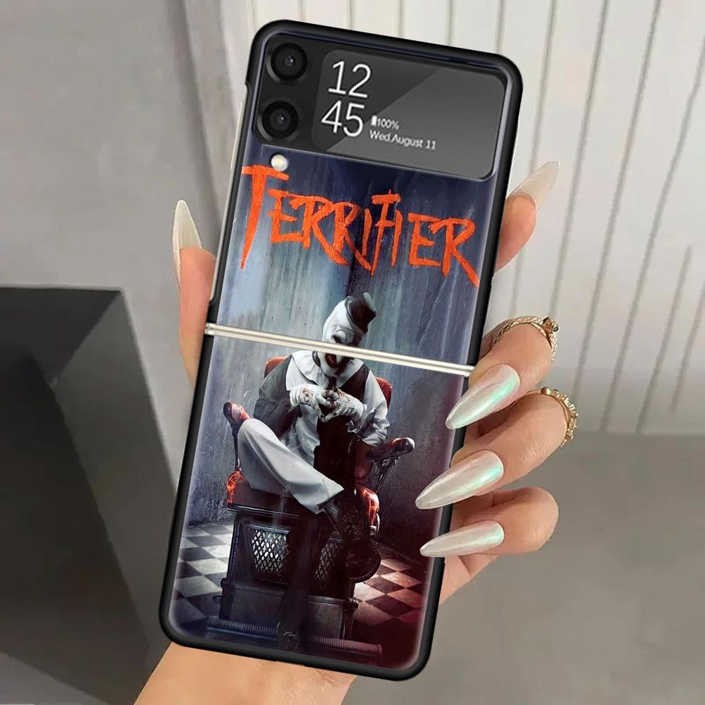 

Horror Movie Terrifier Hard PC Phone Case For Samsung Galaxy Z Flip 6 5 4 3 Black Cover ZFlip6 Flip5 Flip4 5G Foldable Print Cas Samsung Z Flip 6