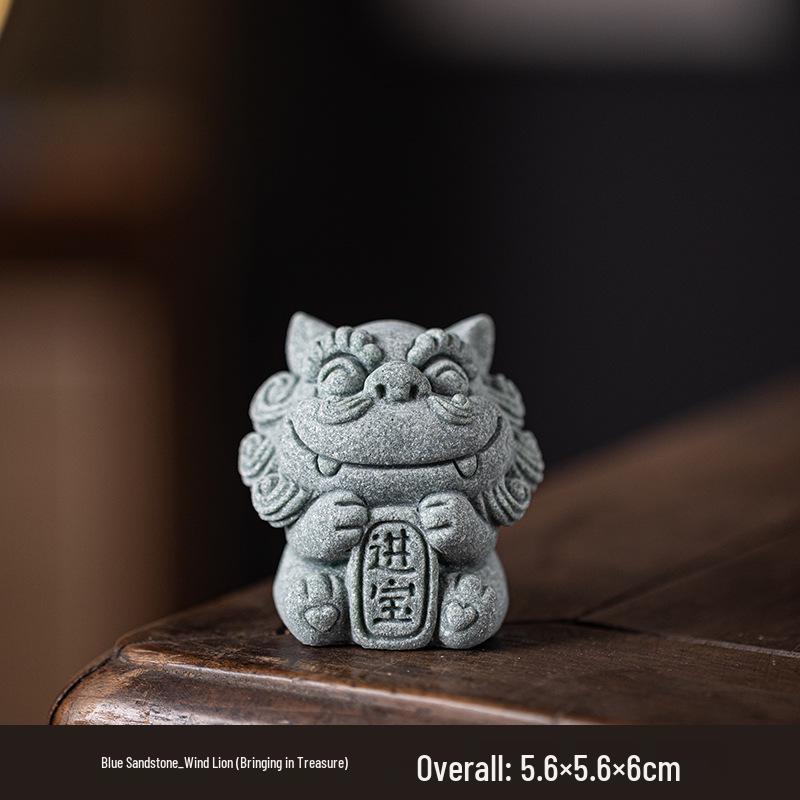 

Small Chinese Stone Lion Pair: Desktop Mascot and Tea Pet Ornament for Creative Bonsai or Fish Tank Decoration