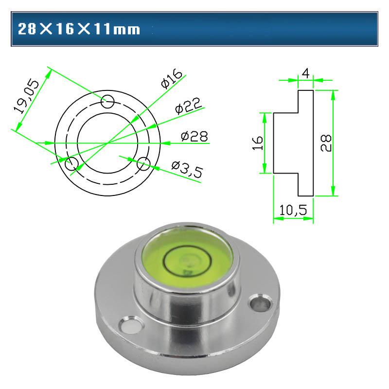 Nivelă rotundă cu bule de spirit, mini riglă pentru nivelul apei, senzor diametru 21 mm până la 29,2 mm, 1 buc