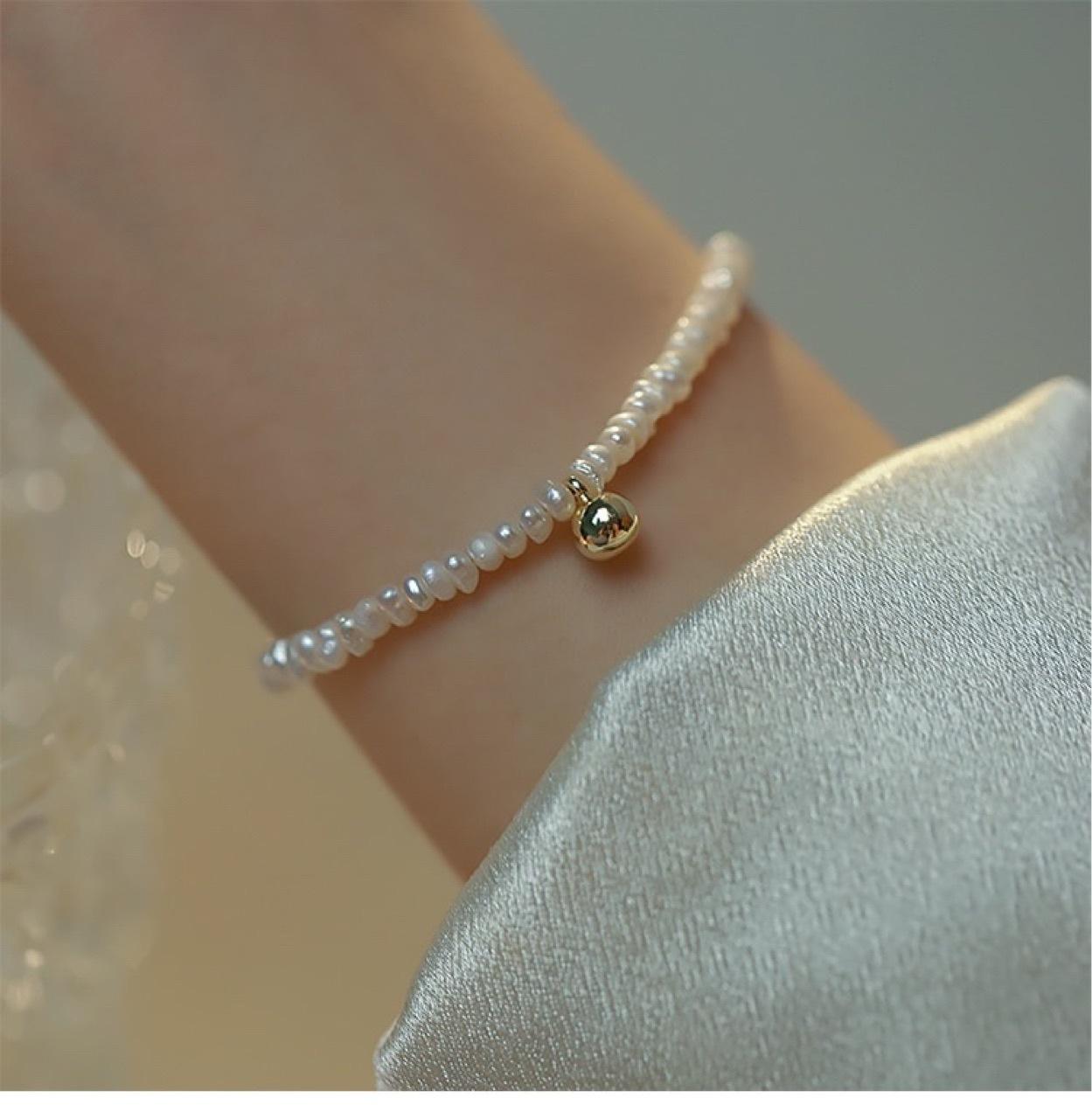 

Freshwater pearl bracelet ins niche design sense light luxury round bead jewelry 2025 new women s summer simple natural freshwater pearl 3-4mm