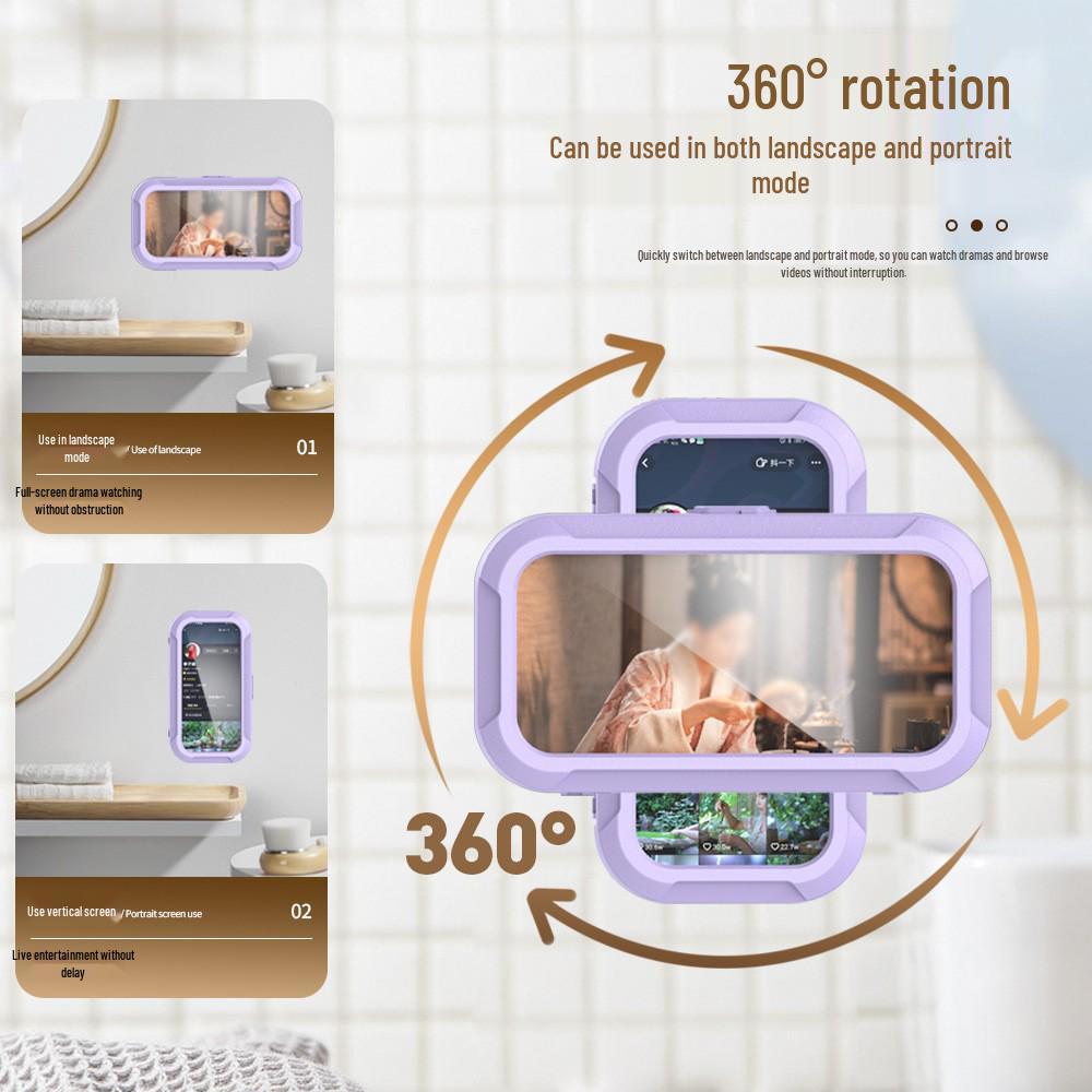 Waterproof Wall-Mounted Touch Screen Phone Holder for Bathroom and Kitchen