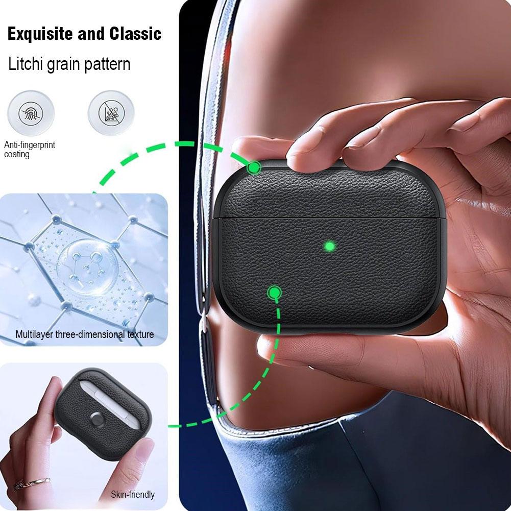 For AirPods Pro 3 Case Soft TPU Leather Design Protective Cover Headset Shell With Lanyard Anti-lost Headphone Bag
