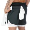 2023 Men's Double-Layer Muscle Running Shorts with Multi-Pocket Design