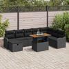 Garden Sofa Set with Cushions 9 pcs Black Poly Rattan
