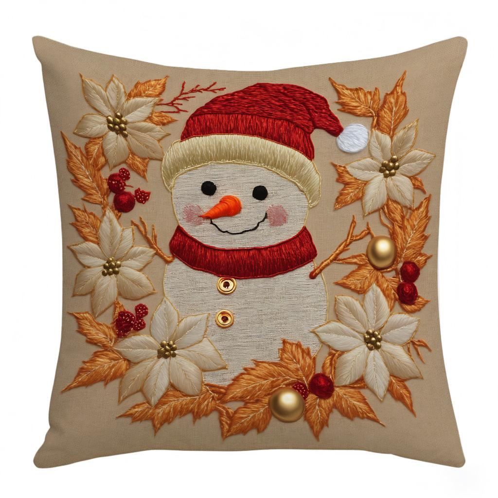 Christmas Khaki Pillowcase Santa Claus Cartoon Super Soft Printed Home Sofa Holiday Decoration Pillowcase