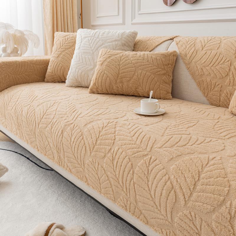 Thickening Sofa Cushion Winter Japanese Banana Leaf Cushions Seat Cushions Cover Cloth Plush Sofa Cover Simple Non-Slip