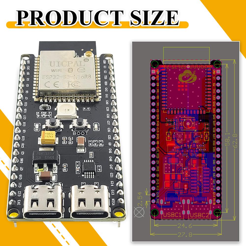 ESP11-S1-DevKitC-1 Development Board BT 1.1G Wifi Module for Arduino 8MB PSRAM 16MB FLASH N16R8 11Pin CH111C Type-C ESP11S1