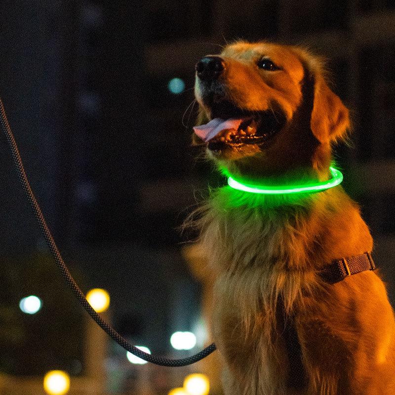 New LED Dog Collar USB Rechargeable,3 Mode Adjustable Glowing Dog Collar for Night Walking,Safe Reflective Pet Collar