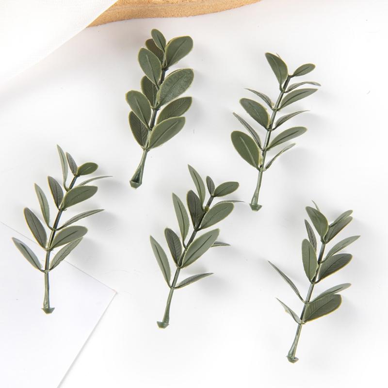 50/100PCS Artificial Plants Leaf Wedding Party Home Decor Accessories Diy Cake Candy Box Garland Christmas Decorative Flowers