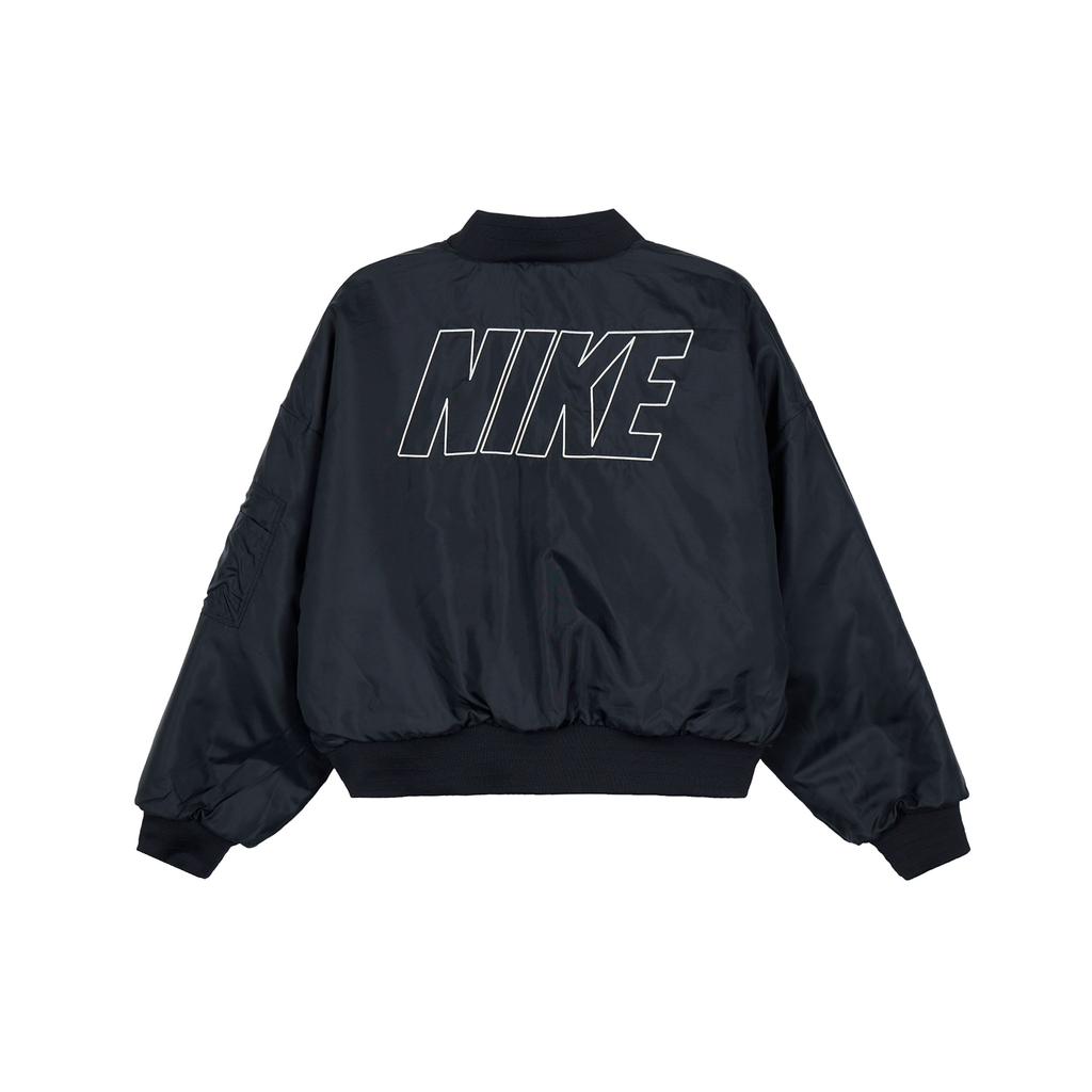Nike Vendbar jakke i plysjfleece med baseballkrage Damejakker Svart FB8693-010