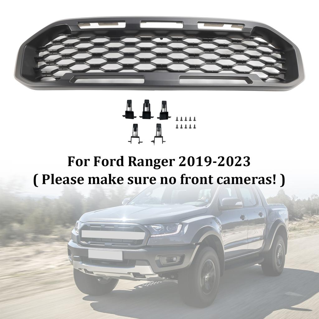 Front Bumper Grill Grille Fit Ford Ranger T8 2019-2023 Black W/LED Light