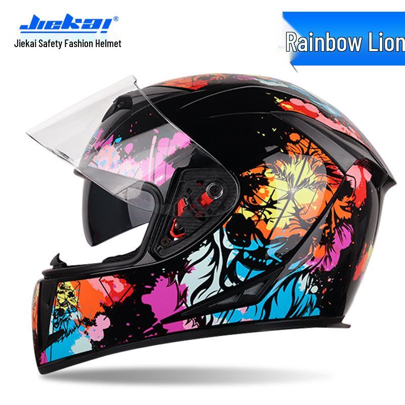 Jiekai Full Face Electric Motorcycle Helmet - Unisex, All-Season Racing Safety