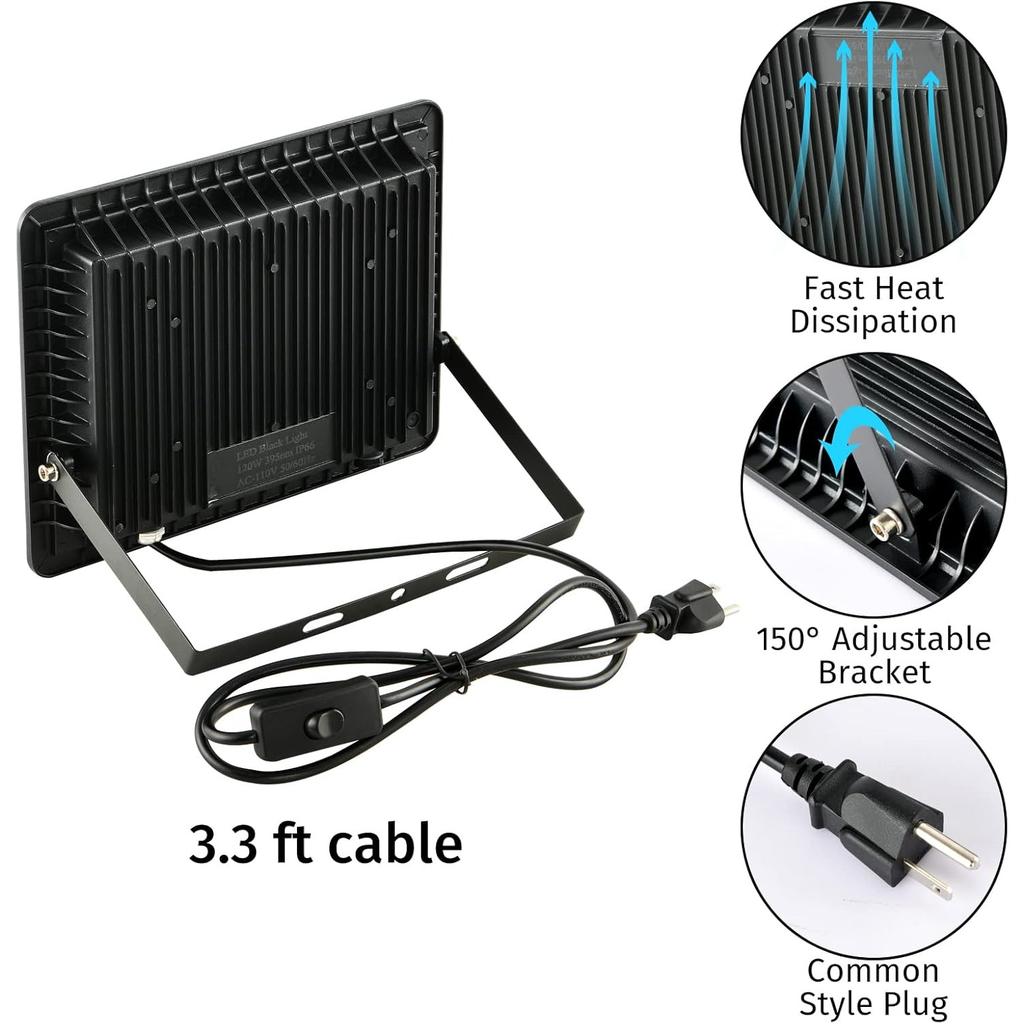 Ontesik 150W LED Black Light, UV Black Light Floodlight, Powerful UV Spotlight for Body Painting, Game Room, Halloween, Screen Printing,