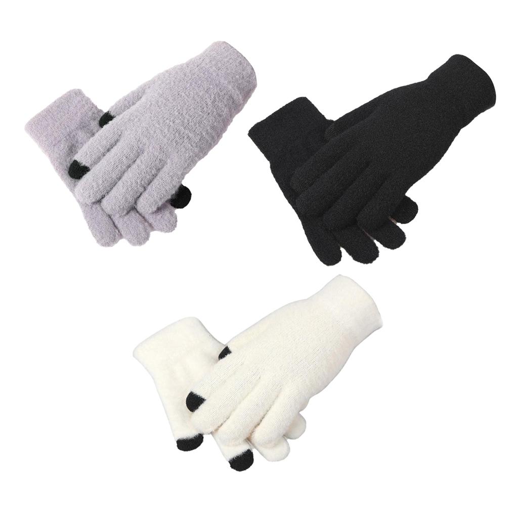 Vollhandschuhe Winter Warm Touchscreen Thermisch Einfarbig Damen Herren Flexibel Outdoor Dicke Fäustlinge Elastisches Handgelenkband