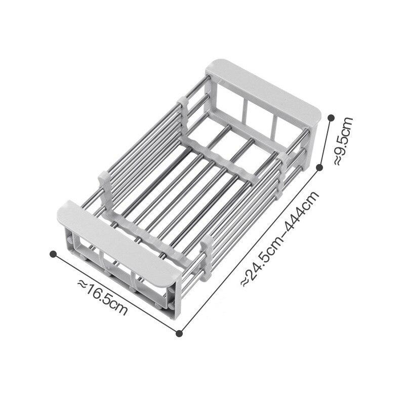 Adjustable Drain Rack Stainless Fruit Vegetable Drainer Basket Household Kitchen Sink Tableware Plate Dish Drainer Rack Storager