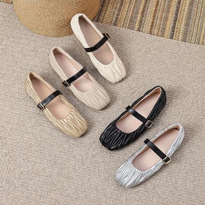 Bailarinas para mujer, zapatos Mary Jane, puntera cuadrada cerrada, elegantes, sin cordones, para caminar, informales, con correa ajustable en el tobillo