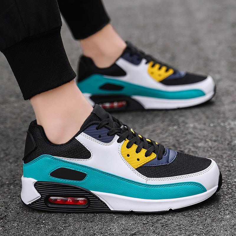 Couple Air Cushion Sneakers Men's and Women's Large Size Light Casual Mesh Breathable Running Shoes Trendy Shoes Men's Color Matching