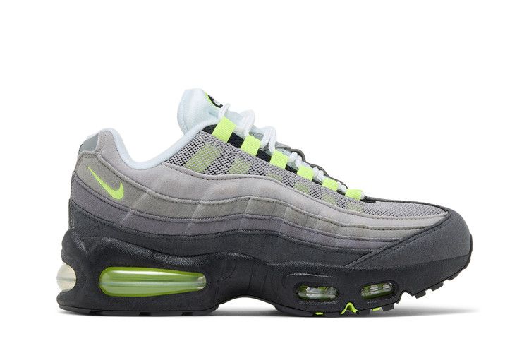Детские кроссовки Nike Air Max 95 Big Bubble Неоновые (2026) (GS) Черный/Неоново-желтый/Холодный серый