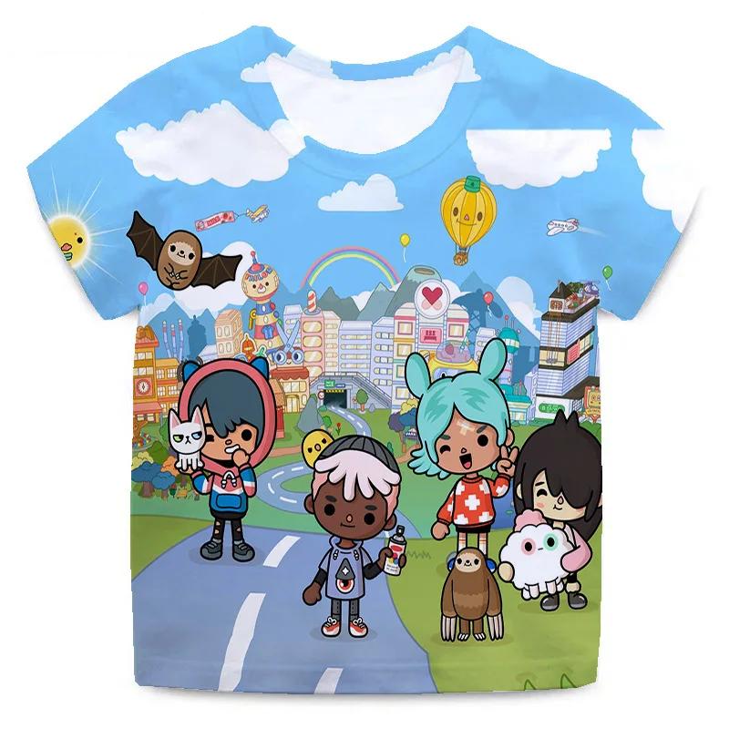 Magliette Cartoon Toca Boca per Bambini Toca Life World Stampa Manica Corta Ragazzi Ragazze Top Casual Streetwear Primavera Estate T-Shirt