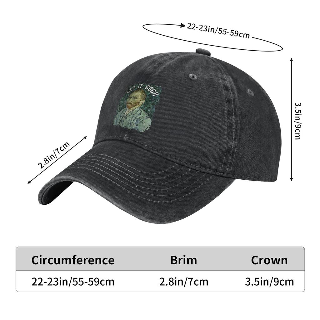 Let It Gogh Funny Vincent Van Gogh Starry Night Unstructured Baseball Cap Painting Distressed Cotton Hat Adjustable Snapback
