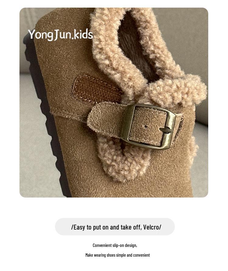 2025 Winter Kids' Birkenstock Soft Sole Moccasins: Trendy, Warm Cotton Shoes for Boys and Girls