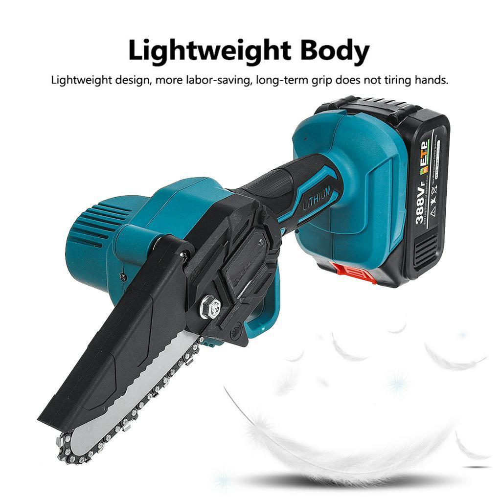 Mini Akku-Elektrosäge 4 Zoll Holzbearbeitungs-Kettensäge mit 2 Stück Lithium-Batterie Zum Entasten Holzschneidewerkzeuge 26V
