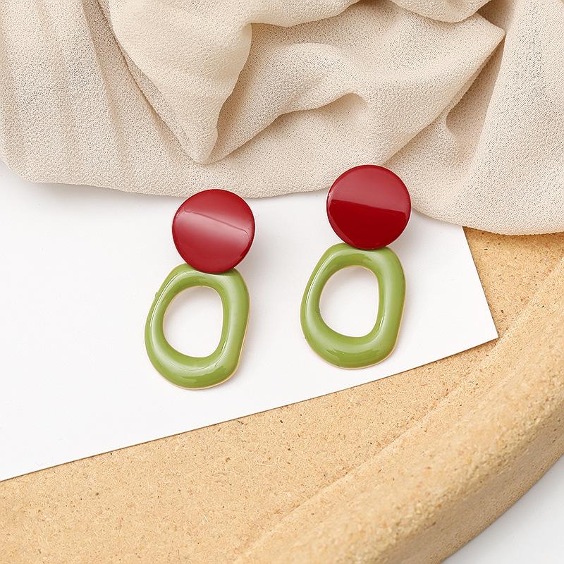 Korea Fashion Style Oil Drop Earrings for Women 2022 Trendy Mixcolor Geometrical Circle Pendant Earring Female Statement Jewelry