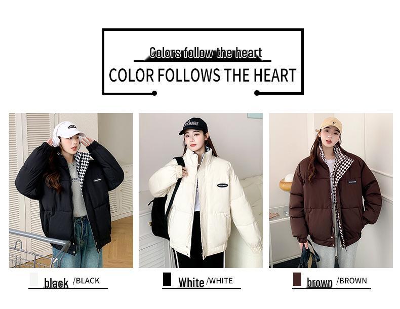 Women's 2025 Winter Slimming Korean Style Thickened Cotton Jacket - Trendy Short Stand Collar Coat