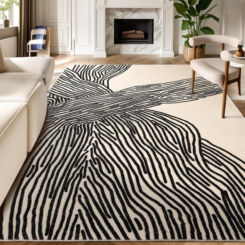 

Fashion Striped Living Room Carpet Light Luxury Bedroom Rug Machine Washable Non-slip Large Area Sofa Coffee Table Mats Tapis 50x80cm (19x31inch)