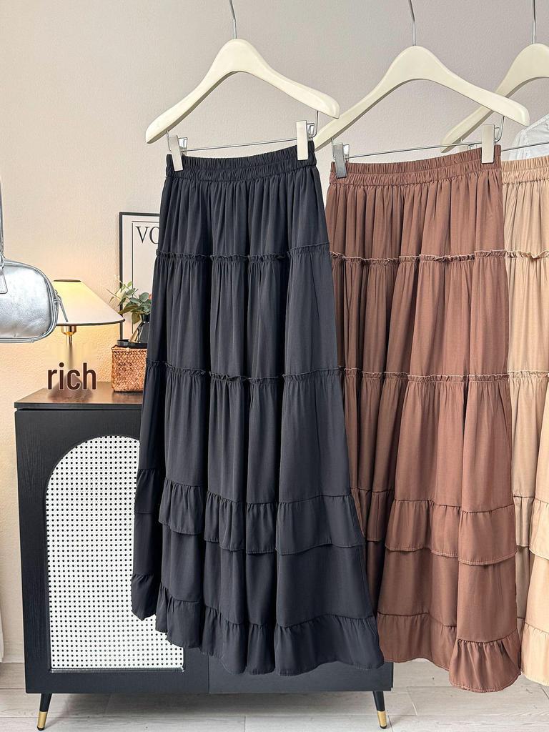 Women's Draped Ruffle Lace Skirt - Loose Hem Vacation Umbrella Skirt for Spring/Summer 2026