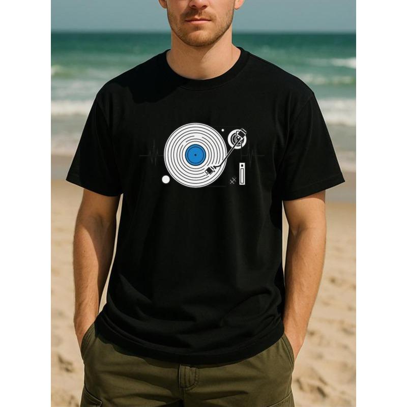 European sizes Record heartbeat pattern Men's printed short-sleeved T-shirt, Men's high-quality T-shirt