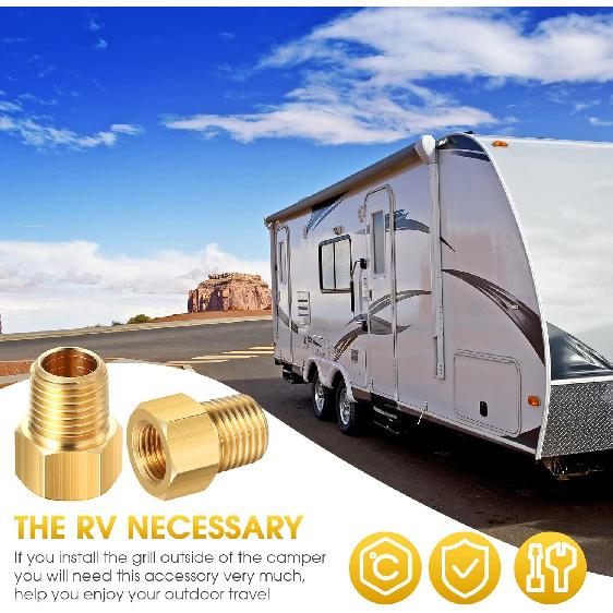 Frienda 1/4 Inch Male NPT X 1/4 Inch Female Inverted Flare Propane Fitting NPT Reducer Brass Female Pipe Adapter Brass Bushing Reducer Threaded Pipe