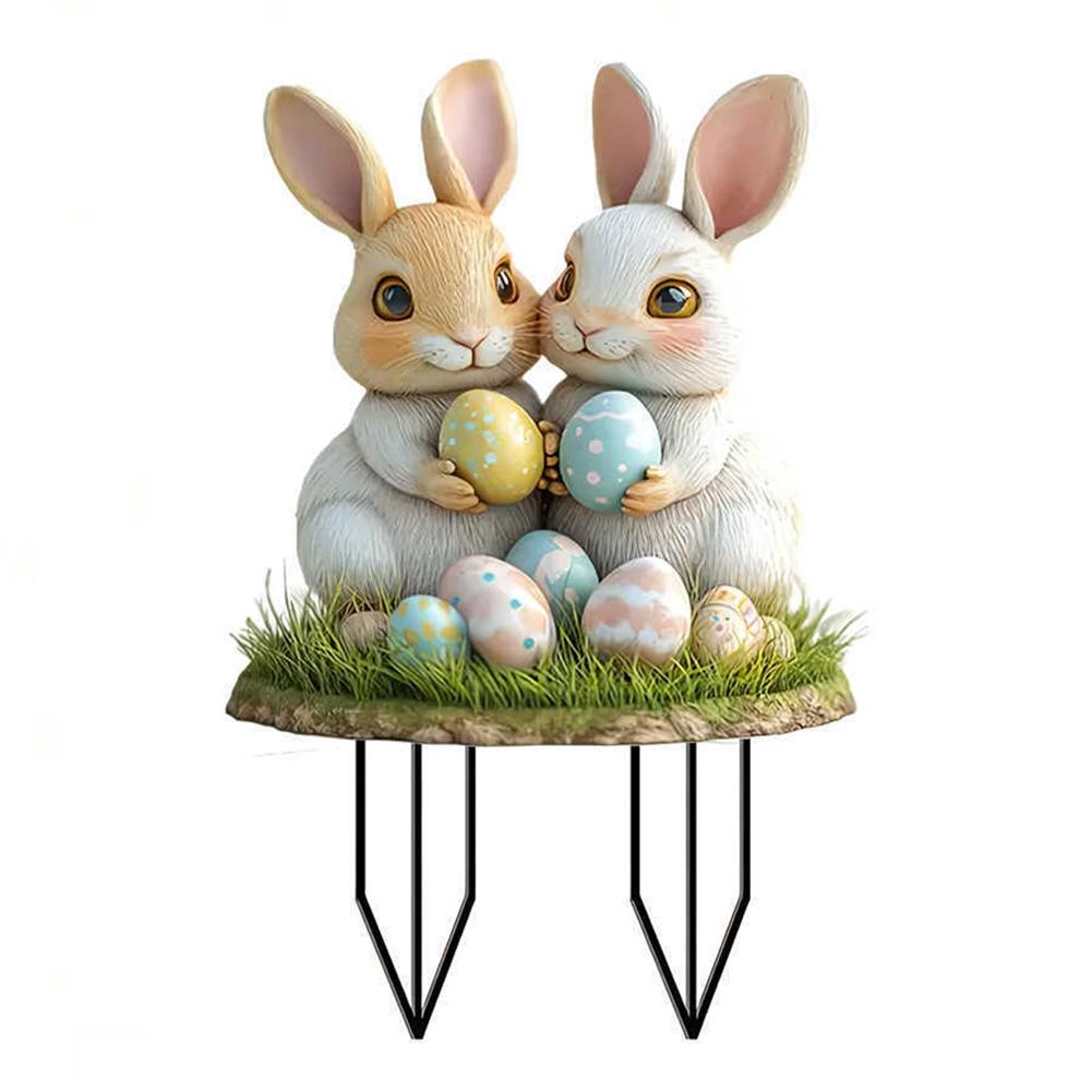 Ostern Acryl Gartenstecker Dekoration Multifunktionale Hofornamente Wasserdichte Terrassenskulptur für Außendekoration