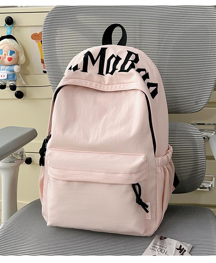 Schoolbag new Japanese ins style female student embroidered schoolbag simple large capacity lightweight backpack campus commuter backpack